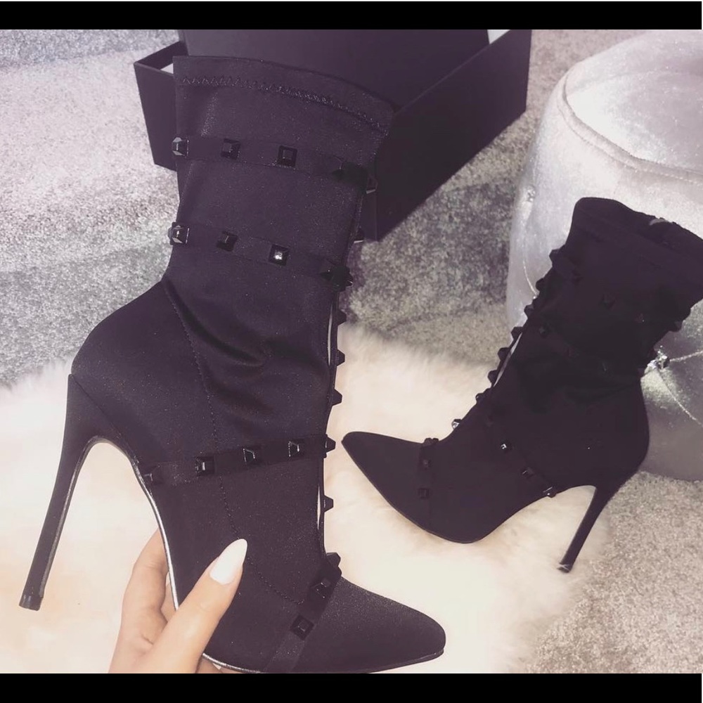 Black studded booties size 7.5